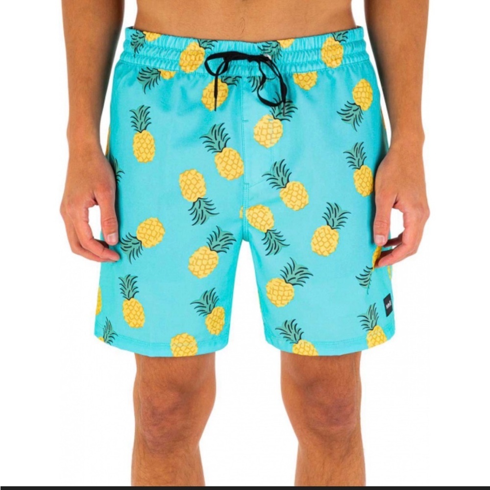 Hurley Pineapple Print Swim Trunks - Aqua